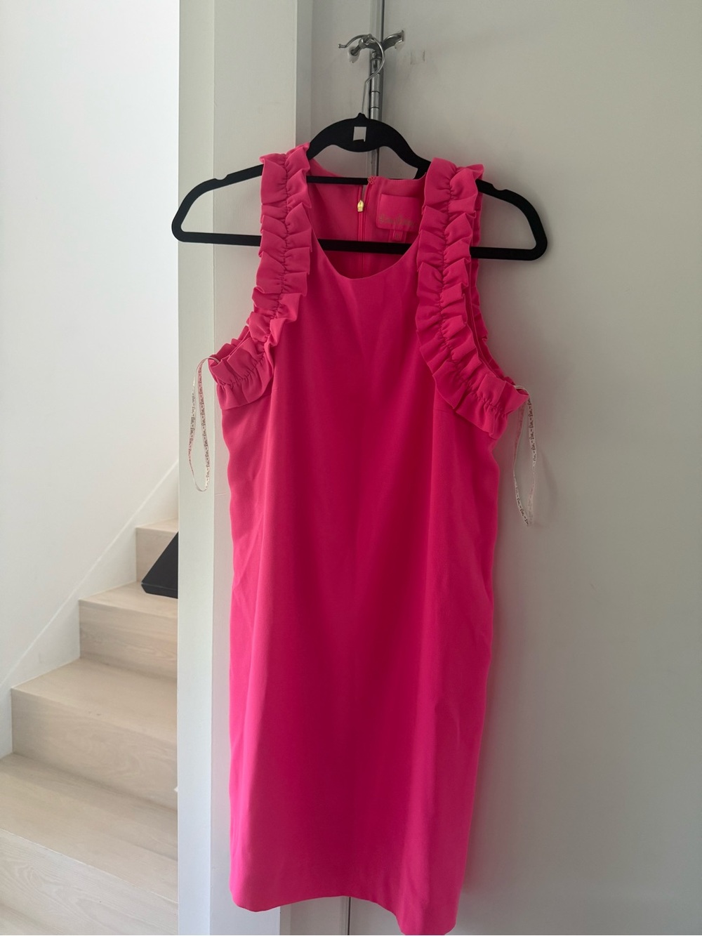 Lilly Pulitzer Hot Pink Ruffle Strap Midi Dress